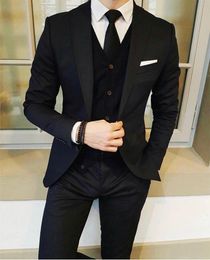Latest Designs Black Wedding Tuxedos 2019 One Button Shawl Lapel Slim Fit Mens Suits Mens Prom Tuxedos Suits Custom Made ( Jacket+Pants+Tie)