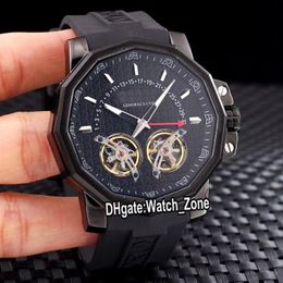 Luxury New 48mm Admirals Cup Ac-one Fly back Date A108/02339 Double Tourbillon Automatic Mens Watch PVD Black Steel Case Rubber Watch_zone