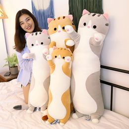 kawaii cartoon cat plush toy giant sleeping pillow kitten doll for girl gift decoration 51inch 130cm DY50836