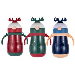 Christmas Water Bottle 304 Stainless Steel Student Thermos Baby School 260ml Vacuum Bottles Kids Christmas Gifts