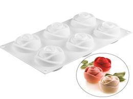 6 even rose silicone mould 3D rose mousse mould rose silicone cake mould