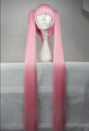 -Europea e americana della moda femminile rosa anime 120cm1 metro Hatsune Miku ultra capelli lunghi doppia coda di cavallo lungo rettilineo parrucca oro commercio est