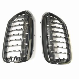 2 PCS Glossy black Front Racing grilles For BMW G30 G38 2017-2019 Silver Diamond Car styling grille grills