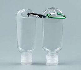 New 50ML Empty Refillable Bottle with Key Ring Hook Clear Transparent Plastic Hand Sanitizer Bottle for Travel SN1424
