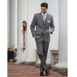 Grey Three Pieces (Blazer+Pant) Men's Wedding Suits One Button Slim Fit Groom Wear Men's Business Clothing For Sale