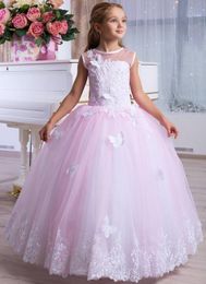 Flower Girl Dress New Birthday Prom Flower Tulle Little Girl White Blue First Communion Dress