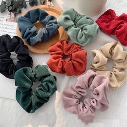 8 Colour Women Girls Solid Colour Winter Thick corduroy Elastic Ring Hair Ties Accessories Ponytail Holder Hairband Rubber Band Scrunchies INS