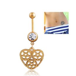 Hollow Out Heart gear Navel Belly Ring Button Ring Body Piecing for Men Women