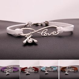 Hot 10pcs/lot Infinity Love 8 Bracelet Softball motion Bracelet Charm Pendant Women/ Men Simple Bracelets/Bangles Jewellery Gift A133