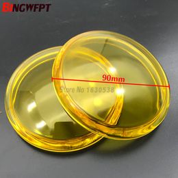 2pcs Round Diameter 90mm Fog Lights Lamps Yellow Anti-fog Glass Tempered Glass For Dacia Duster Sandero Logan Dokker Lodgy