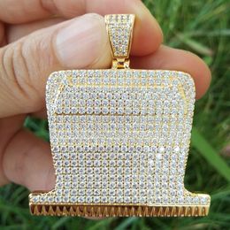 Brass Cubic Zircon blade Pendants Men Necklace Stainless Steel Rope Chain Cuban Chain Jewellery Gift CN121