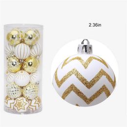 Wholesale-24pcs/lot Christmas Tree Decor Ball Bauble Hanging Xmas Party Ornament decorations for Home Christmas decorations 6cm