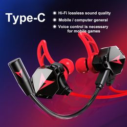 Portable gaming earphones 3.5mm audio Type-C In-Ear Earphone Gaming Headset with Mic In-Ear Jack for Computer Cell Phones Chicken games G5