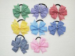 Baby Girl Headwear Gingham Plaid Hair Bows Clips Chequered Bowknot V Pinwheel Princess Chequered Hairbows Hair ties Accessories 24pcs HD3355