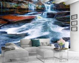 Classic 3d Wallpaper Fantasy Colourful Stone Waterfall Custom Beautiful Romantic Landscape Interior Decoration Wallpaper