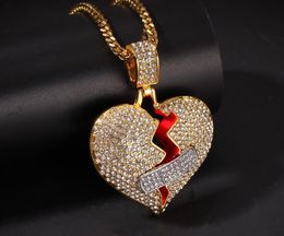 gioielli hip hop con catene ghiacciate in zircone Collana da uomo all'ingrosso di gioielli con diamanti a forma di ciondolo a forma di cuore d'amore di alta qualità vintage