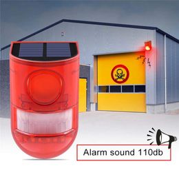 Olar Lâmpada de Alarme 110db Som de Aviso 6led Luz Vermelha IP65 À Prova D 'Água Sensor de Movimento Luzes de Advertência Para O Armazém Lugar Secreto parede