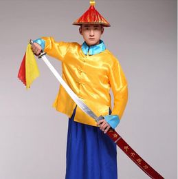 Ancient Qing Dynasty Royal Guards costume Chinese Manchu warriors costume Knights eunuch clothing in ancient China Soldiers chevaliers