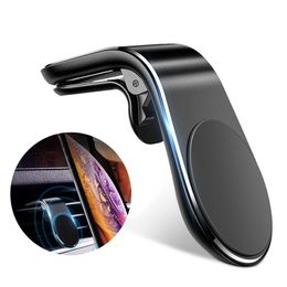 Magnetic Car Phone Holder L Shape Air Vent Mount Stand in Car GPS Mobile Phone Holder For smartphone samsung