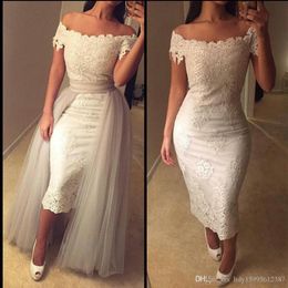 2019 Sexy prom dresses Scoop Neck Off Shoulder Appliques Mermaid Vestido De Festa Sleevless Lace Formal Evening Dress 192