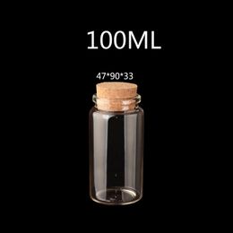 100ML 47x90x33MM Glass bottles Vials Jars with Cork Stoppers Message Weddings Wish Jewellery Party Favours
