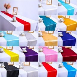 Satin Table Runner Wedding Party Banquet Decor Hotel Restaurant Satin Table Flag Table Linen Venue Decor Supplies 30*275cm