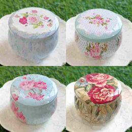 Portable Drum shaped tin boxes flower tea container cans for party gifts package 100pcs lot wholesale free shipping
