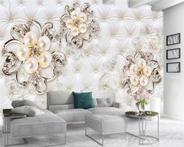 3d Wallpaper Living Room Diamond Pearl Flower Customize Your Favorite Premium Interior Decoration Wallpaper
