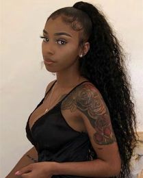 cheap black human hair extensions UK - New Arrival Afro culry Ponytail Kinky Curly Buns cheap hair Chignon hairpiece Human Hair clip in Ponytail Hair Extension for black women