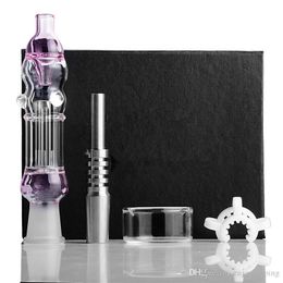 hookahs Pink Bong Set Pipe Octopus Design 14mm Mini Kit W/Titanium Nail Glass Water Pipes