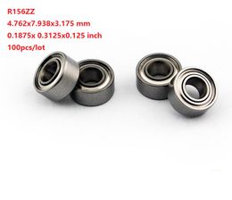 100pcs/lot Free shipping R156ZZ R156 ZZ ball bearing 3/16" x 5/16" x 1/8" Inch Deep Groove Ball bearing metal cover 4.762x7.938x3.175 mm