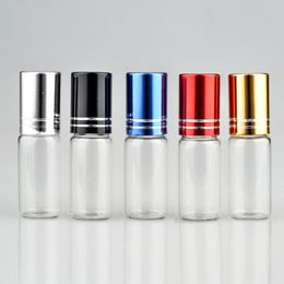 5 10ml Empty Glass Roller Ball Bottle Essential Oils Colorful Cap Roll-on Perfume Bottle Vials Refillable Aluminum Cap LX8940