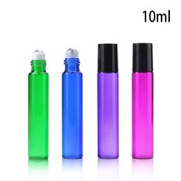 10ML Aromatherapy Essential Oil Roller Bottles Glass Roll On Refillable Jar Bottles with Metal Ball LX1275