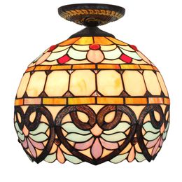 12 inches Tiffany Stained Glass Ceiling Lights Baroque Style Glass Dome Lamps Bedroom Aisle Corridor Bathroom