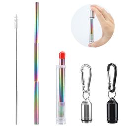 Portable Stainless Steel Telescopic Drinking Straw For Travel Reusable Collapsible Metal With Case And Brush