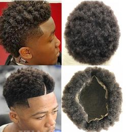 Celebrity Toupee Mens Hairpieces Afro Curl Full Lace Toupee Brown Black #1b Brazilian Virgin Human Hair Men Hair Replacement for Black Men