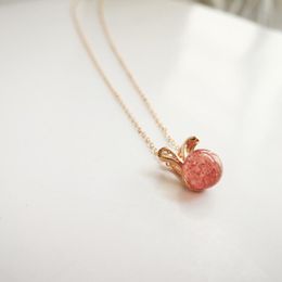 Luxury S925 Sterling Silver Jewelry Simple Rabbit Pink Zircon Necklace For Women Designer Elegant Pendant Necklaces