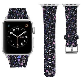 For Apple Watch Series 3/2/1 Leather Bling Luxury Iwatch Band Wristwatch Bracelet Strap Shiny Glitter Power 38mm 42mm