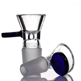 Smoking Accessories 14mm 18mm Male Bowls With handle Round Blue Green Glass Bowl For Herb Tobacco Bongs Oil Rigs Water Pipe