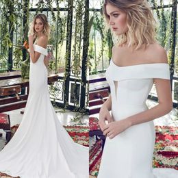 Spring Summer Beach Mermaid Wedding Dresses Elegant Off The Shoulder Bridal Gowns Bohemian Plus Size Country Satin Long Wedding Dress