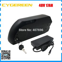 Down tube 48V Ebike Battery 500W 750W 48V 17AH lithium ion battery With 3400mah 18650 cell USB connector 2A Charger