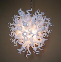 Wholesale Lamps Modern Pendant Lamp European White Lampshade Hand Blown Glass Chandelier Italian Chandeliers