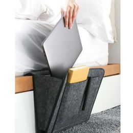 Bedside Storage Bag Felt Bed Sofa Side Pouch Remote Control Hanging Caddy Bedside Couch Organizer Holder Pockets