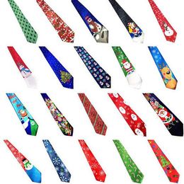 Christmas Neck Tie For Santa Claus Snowman Reindeer Christmas Tree New Men Women Print Party Dress Up Xmas Decoration 28 Styles