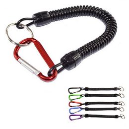 TPU Retractable Spring Keyring Elastic Rope Security Lock Plastic Portable Tether Anti Lost Keychain Key Ring Carabiner Climbing Accessories