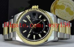 Luxury Sky Dweller 326933 42mm 18kt Gold & Stainless Steel Black Index Automatic Mechanical Mens Casual Watches Mens Wristwatches
