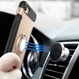 Magnetic Ring Car Holder Defender Armour Cases for iPhone11 X XR XS Max 8Plus Galaxy Note8 S6 S7 S8 S9 S10 TPU Silicon Magnet Shell