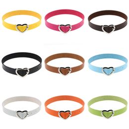 Soft girl PU leather Punk Gothic peach heart love clasp collar female neck with collarbone Necklace DAN223 mix order Necklaces Chokers