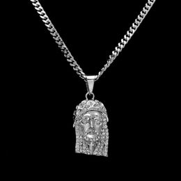 Fashion-Hop Necklace Jewellery Iced Out JESUS Piece Pendant Necklace With 70cm Gold Cuban Chain