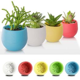 Bunter runder Kunststoff-Pflanzen-Blumentopf, Pflanzgefäß, Gartenbett, Heimbüro-Dekoration, Pflanzgefäß, Desktop-Töpfe